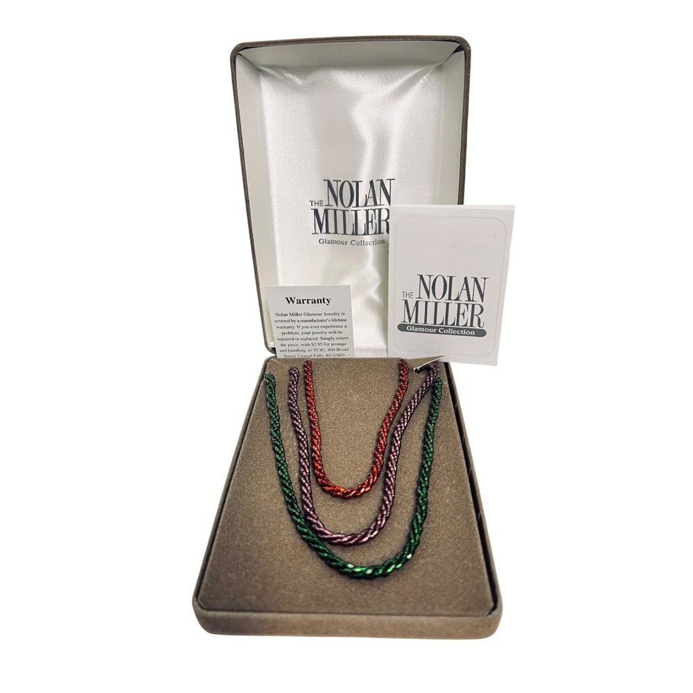 Nolan Miller Set Of 3 Couture Color Bugle Bead Necklaces (6254)